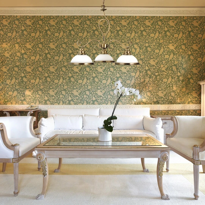 Elisett – classic chandelier in bronze with glass shades, Ø640mm, 3×E27