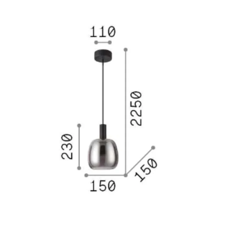 Coco-1 SP 275581 – Ideal Lux LED pendant in black, 7W, 3000K, IP20
