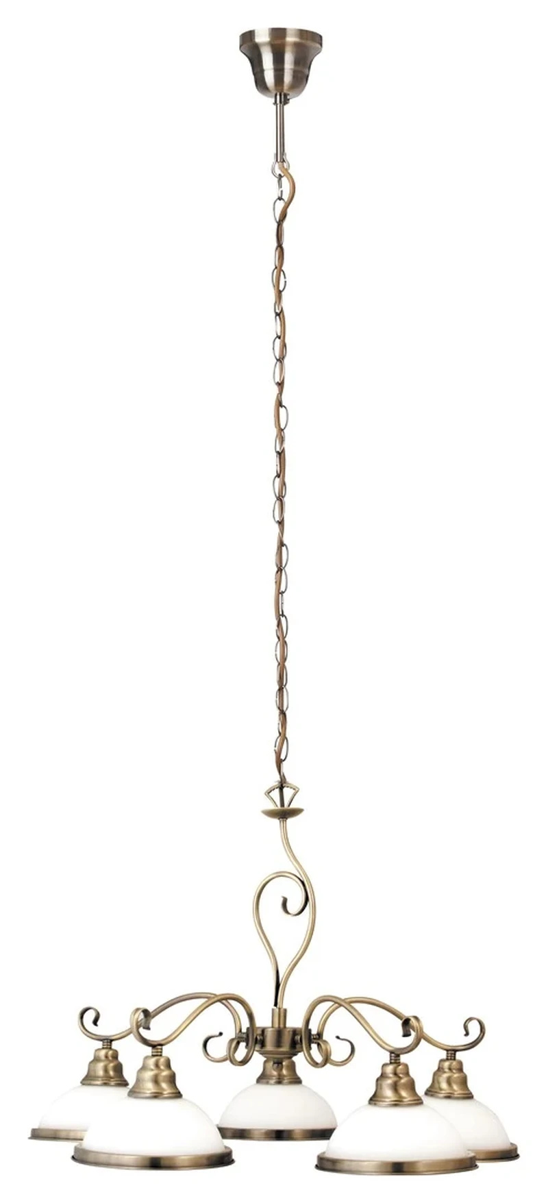 Chandeliers Elisett – classic chandelier in bronze with glass ceiling lights, Ø640mm, 5×E27