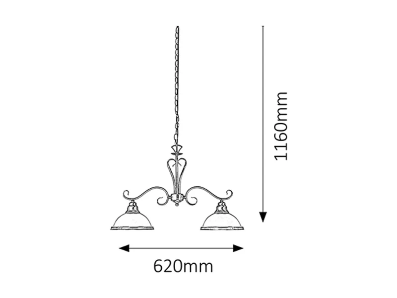Elisett – classic chandelier in bronze with glass shades, Ø620mm, 2×E27