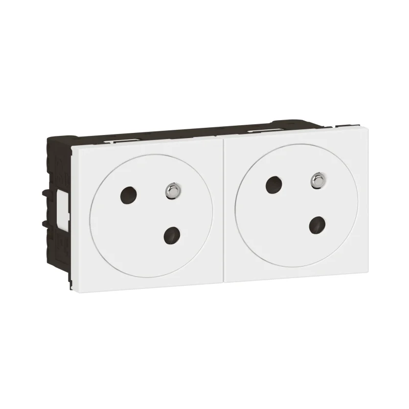 Legrand Контакт Френски стандарт двоен плосък 45° 4М Бял Mosaic - Legrand Mosaic 278164L
