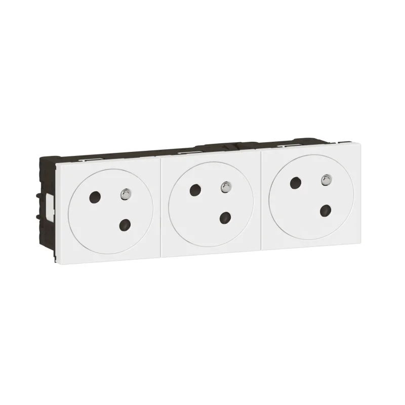 Legrand Контакт Френски стандарт троен плосък 45° 6М Бял - Legrand Mosaic 278165L