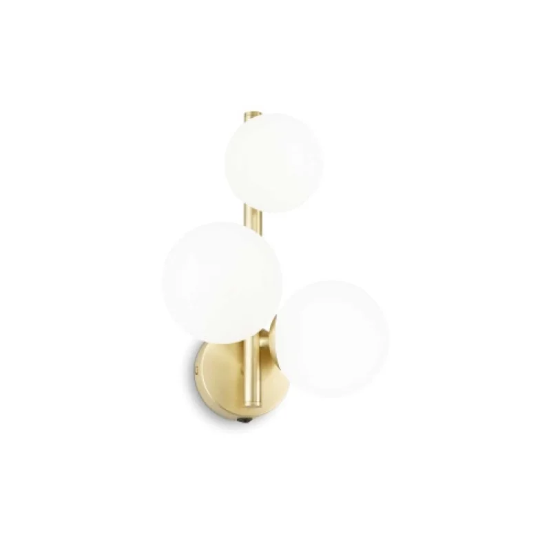 Wall Lights Perlage AP3 BRASS 283784 – Ideal Lux wall light in satin brass, 3X15W, IP20