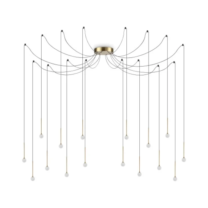 LED пендели и полилеи Lucciola SP16 BRASS 284019 – Ideal Lux LED пендел в месинг, 16W, 3000K, IP:20