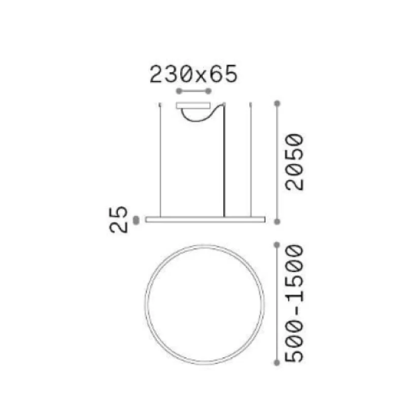 Oracle SLIM SP D150 ROUND B 285061 – Ideal Lux LED пендел в матово черен, 87W, 3000K, IP20