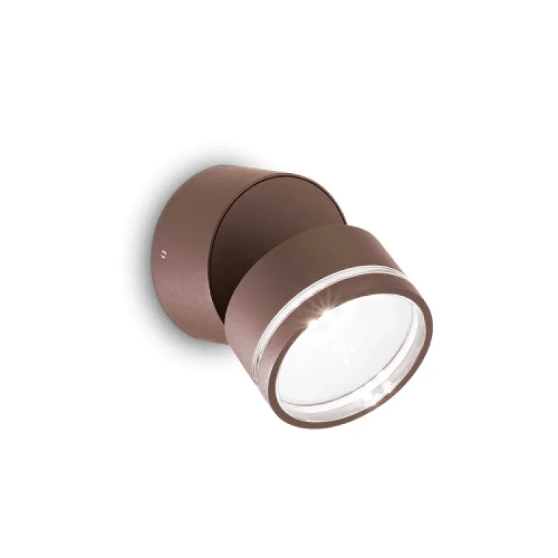 Outdoor Wall Lights Omega AP ROUND COFFE 285498 – Ideal Lux LED facade wall light in coffee, IP54