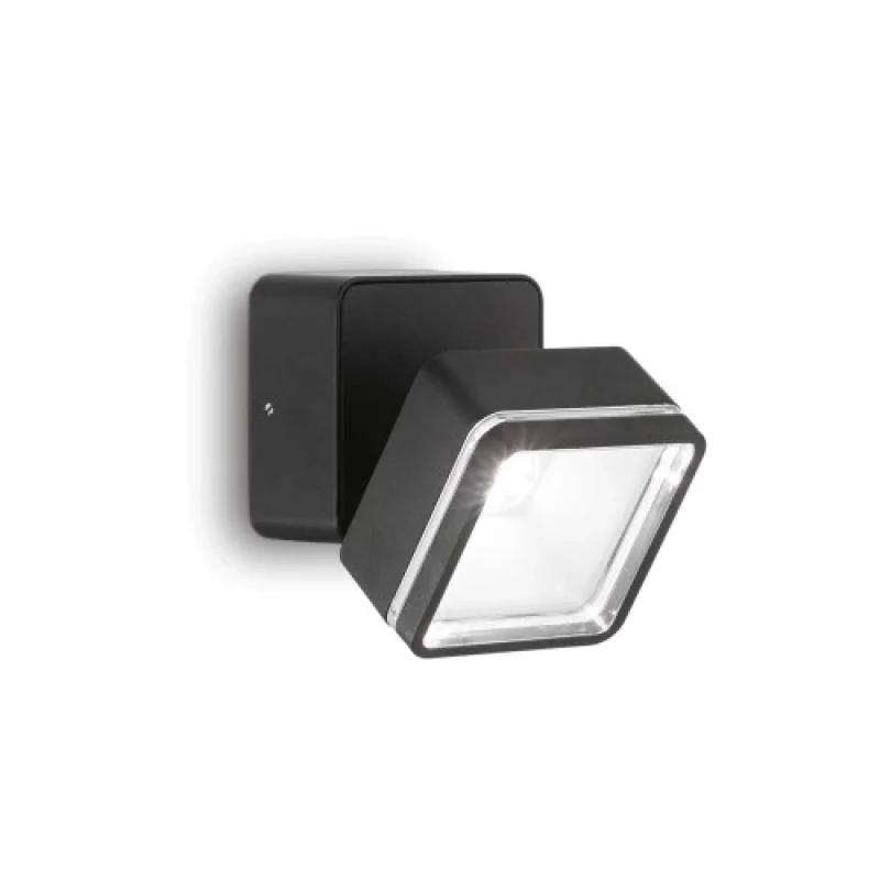 Outdoor Wall Lights Omega AP SQUARE NERO 285535 – Ideal Lux LED facade wall light in black, IP54