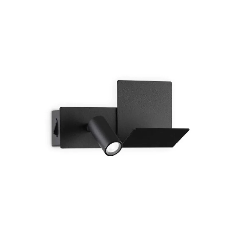Стенно осветление (аплици) Komodo-1 291796 – Ideal Lux LED аплик с ключ и USB изход в черен, 4,5W, 3000K, IP:20