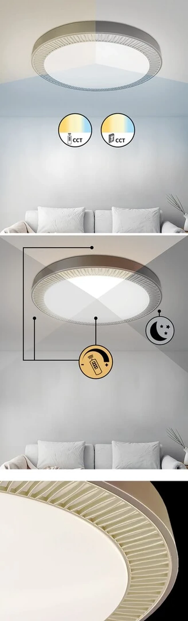 Matea – LED ceiling light in brown with white acrylic shade, Ø500mm, 40W, 3000-6000K