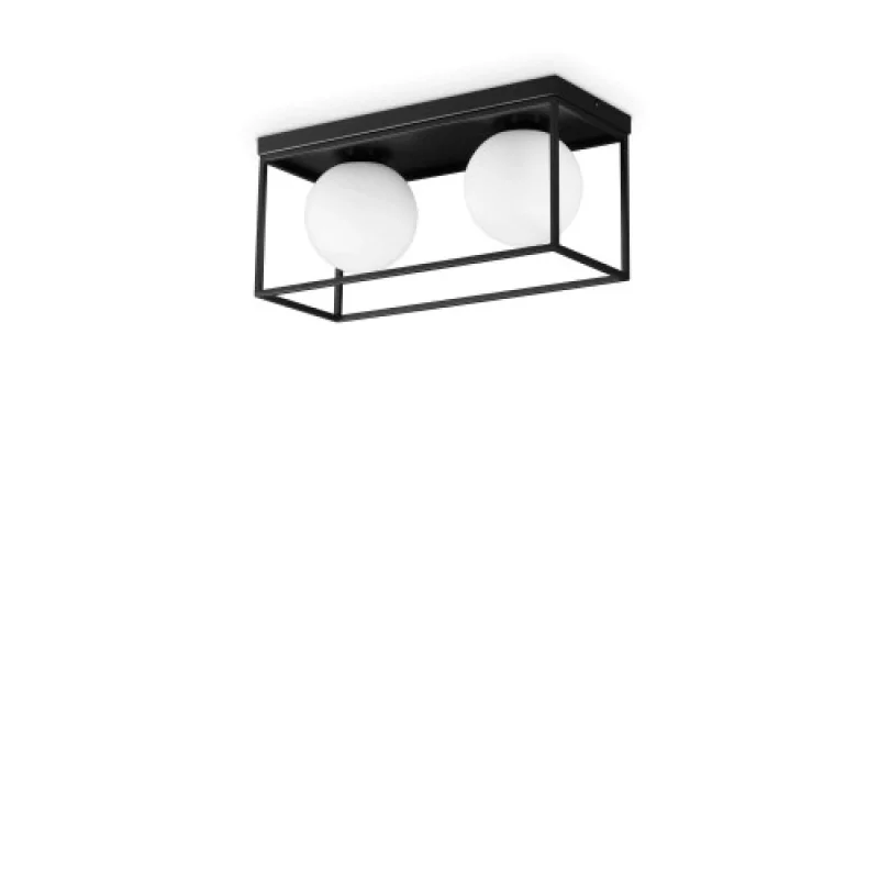 Плафони Lingotto PL2 BLACK 304137 – Ideal Lux плафон в черен мат., 2X28W, IP20