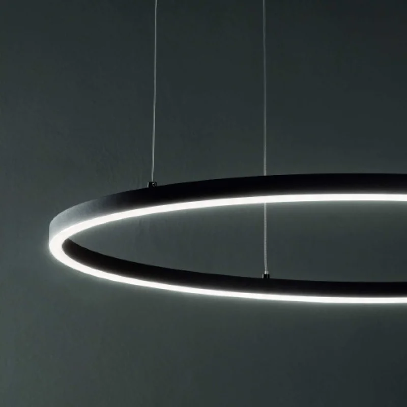 Oracle SLIM SP D50 ROUND BK 304380 – Ideal Lux LED pendant in matt black, 32W, 4000K, IP:20