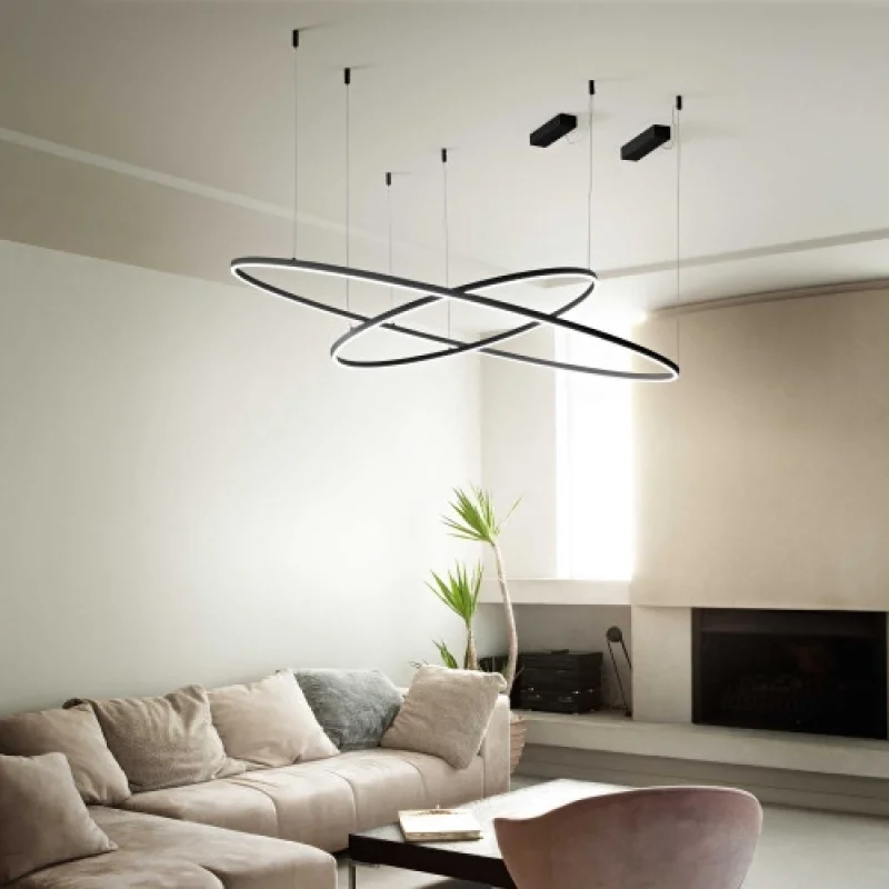 Oracle SLIM SP D90 ROUND BK 304427 – Ideal Lux LED пендел в матово черен, 43W, 3000K, IP:20