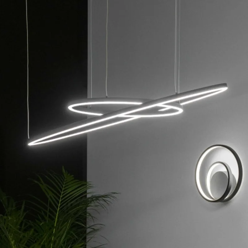 Oracle SLIM SP D90 ROUND BK 304441 – Ideal Lux LED pendant in matt black, 55W, 4000K, IP:20