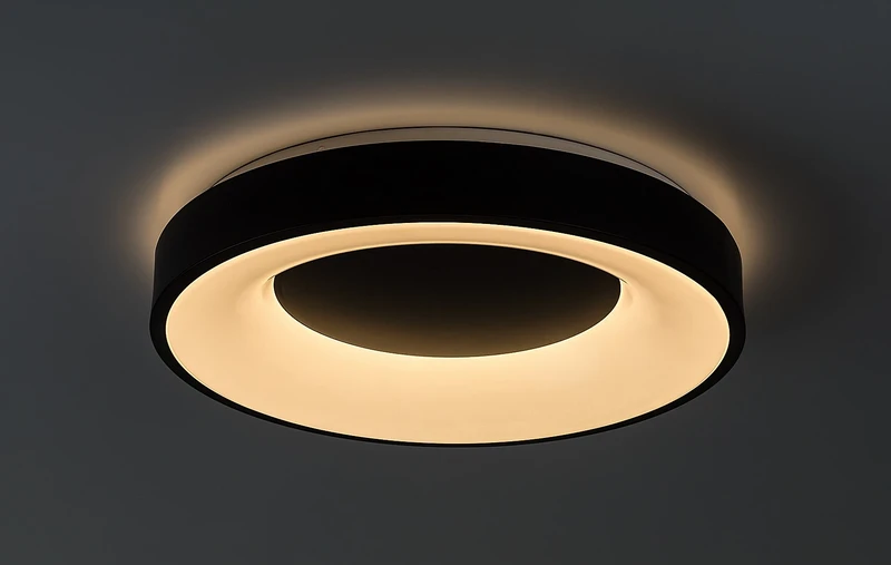 Ceilo – LED ceiling light in black/white, Ø480mm, 38W, 3000-6500K, remote
