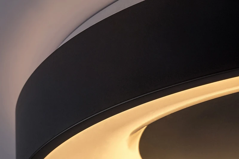 Ceilo – LED ceiling light in black/white, Ø480mm, 38W, 3000-6500K, remote