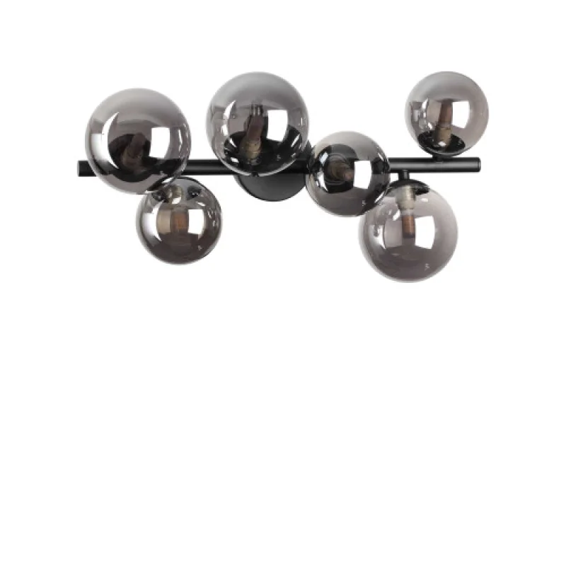 Плафони Perlage PL6 SMOKY 309262 – Ideal Lux плафон в матово черен, 6X15W, IP20