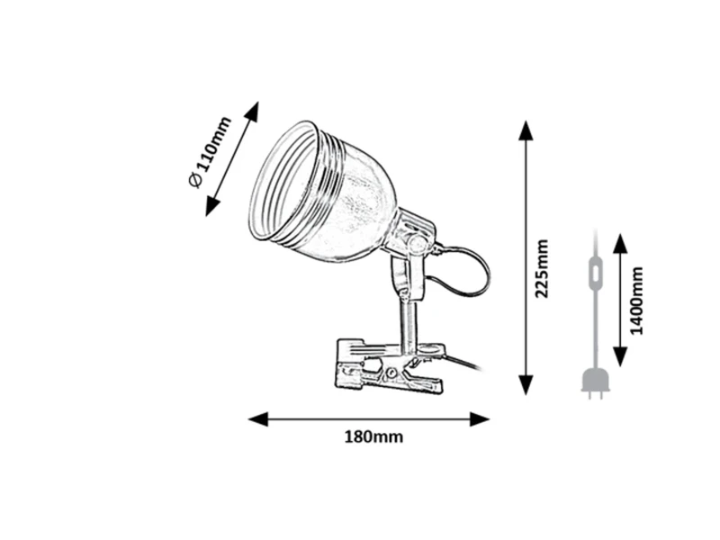 Flint – industrial table lamp with clip in beige, 180×225mm, 1×E14