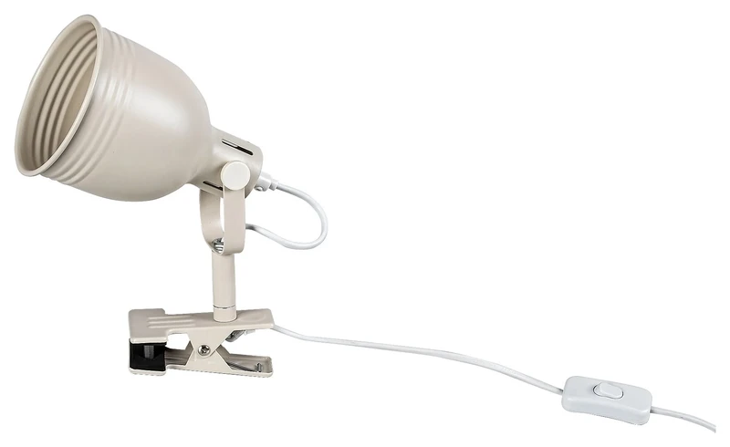 Spotlights Flint – industrial table lamp with clip in beige, 180×225mm, 1×E14