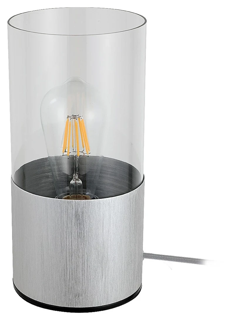 Table Lamps Zelkova – table lamp in matt aluminium with clear glass, Ø120mm, 1×E27