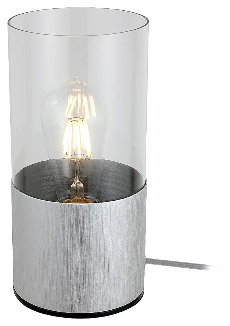 Zelkova – table lamp in matt aluminium with clear glass, Ø120mm, 1×E27