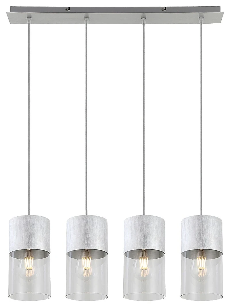 Pendant Lights Zelkova – modern pendant in aluminium with clear glass, 670mm, 4×E27