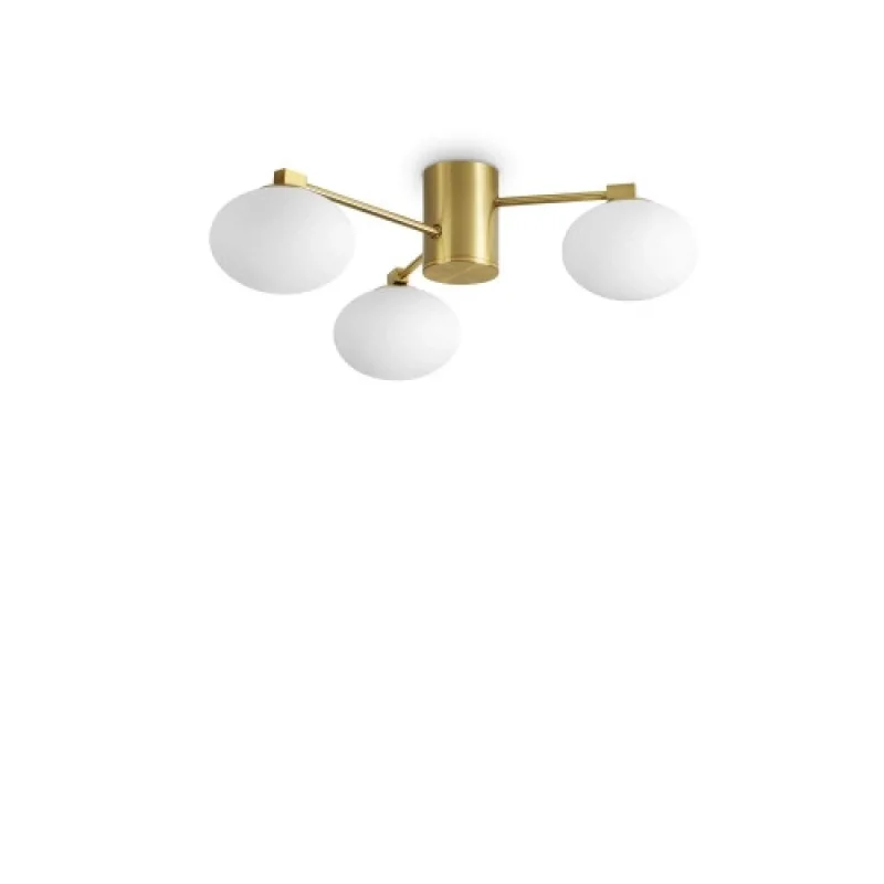 Плафони Hermes PL3 D60 BRASS 317007 – Ideal Lux плафон в сатен месинг, 3X28W, IP:20