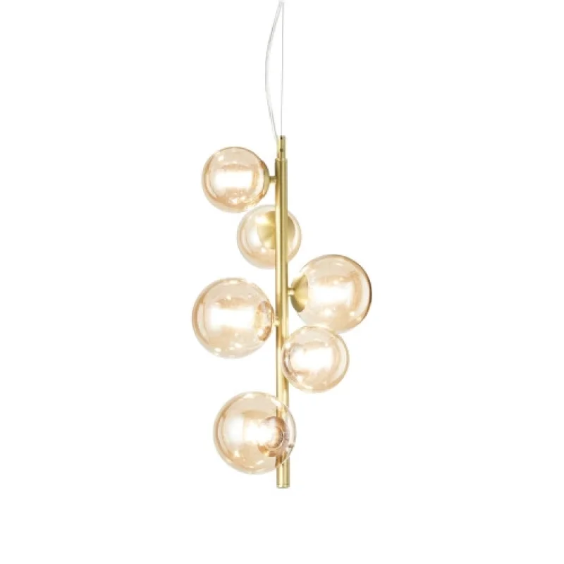 Pendant Lights Perlage SP6 AMBER 317793 – Ideal Lux pendant in satin brass, 6X15W, IP20