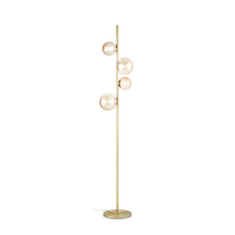 Подови лампи (Лампион) Perlage PT4 AMBER 317816 – Ideal Lux лампион в сатен месинг, 4X15W, IP20