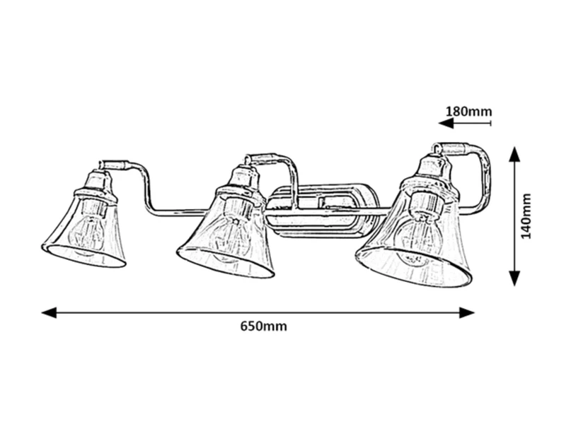 Antoine – classic lamp for bathroom in chrome with clear glass, 650mm, 3×E14, IP44