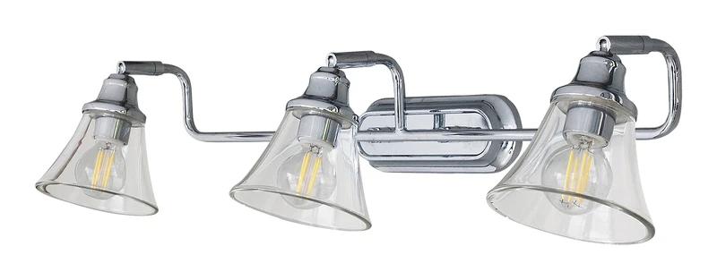 Antoine – classic lamp for bathroom in chrome with clear glass, 650mm, 3×E14, IP44