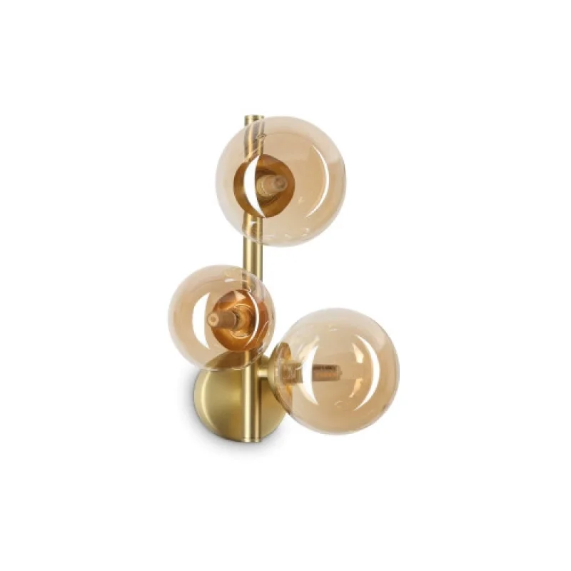 Wall Lights Perlage AP3 AMBER 322742 – Ideal Lux wall light in satin brass, 3X15W, IP20