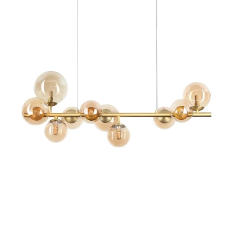 Pendant Lights Perlage SP10 AMBER 322766 – Ideal Lux pendant in satin brass, 10X15W, IP20