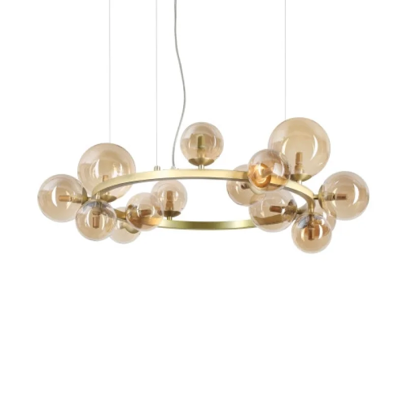 Pendant Lights Perlage SP14 AMBER 322797 – Ideal Lux pendant in satin brass, 14X15W, IP20