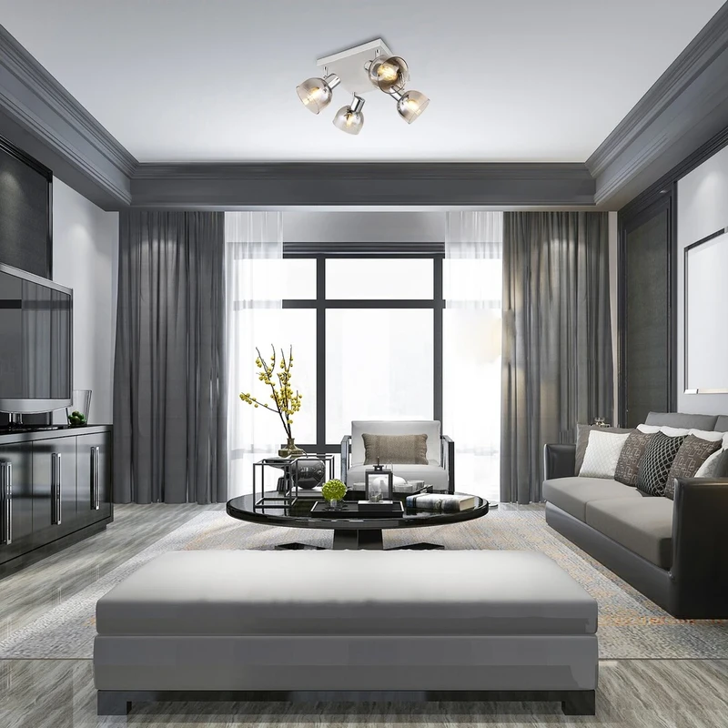 Tarien – спот 4×E14 в хром с тонирано стъкло, 220×220мм, IP20
