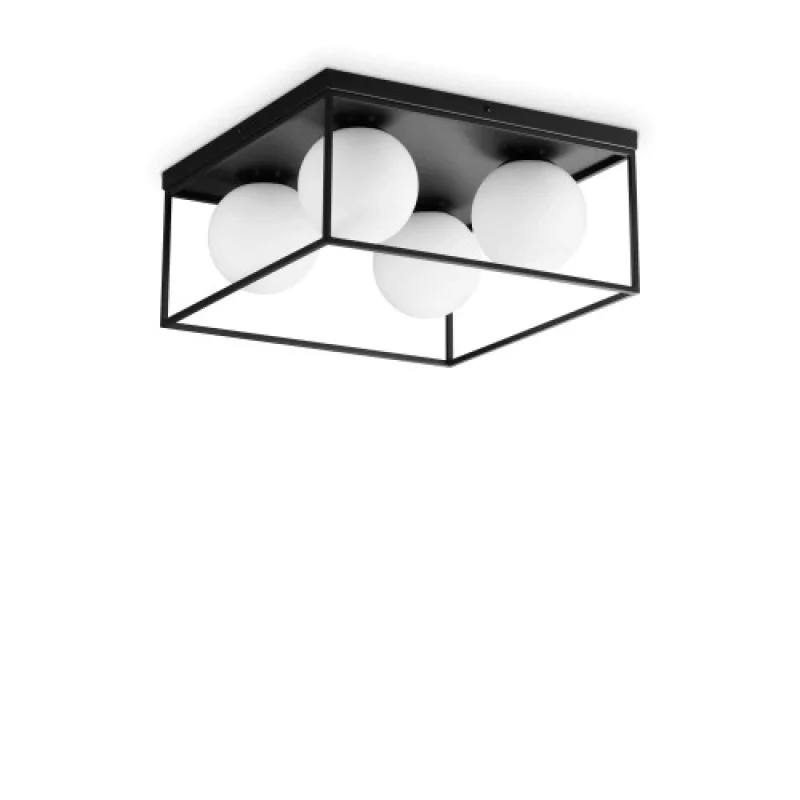 Плафони Lingotto PL4 BLACK 327860 – Ideal Lux плафон в черен мат., 4X28W, IP20