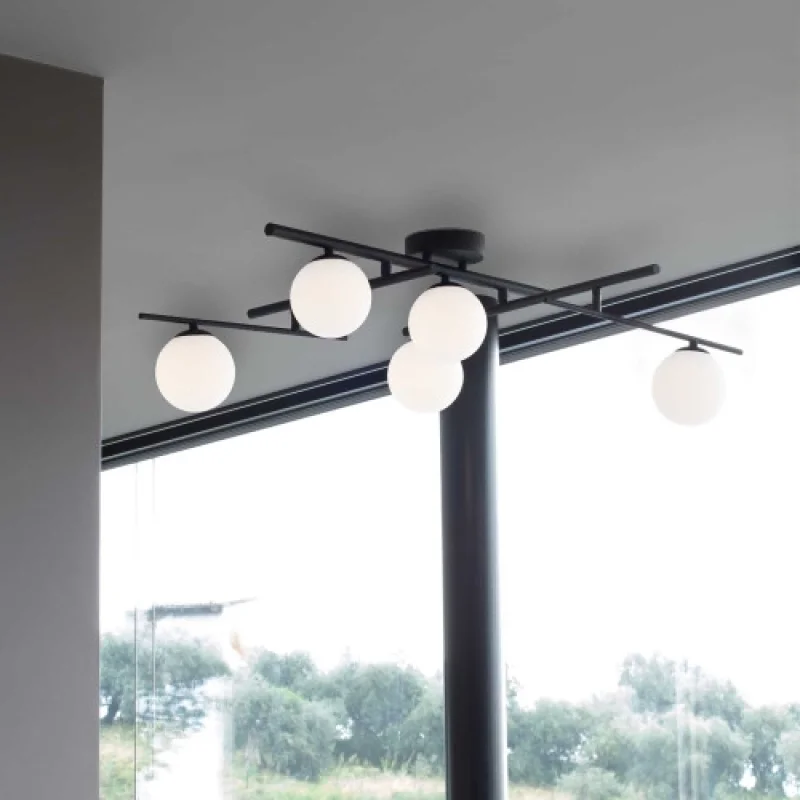 Плафони Atlas PL5 BLACK 328218 – Ideal Lux плафон в черен, 5X4W, 3000K, IP20