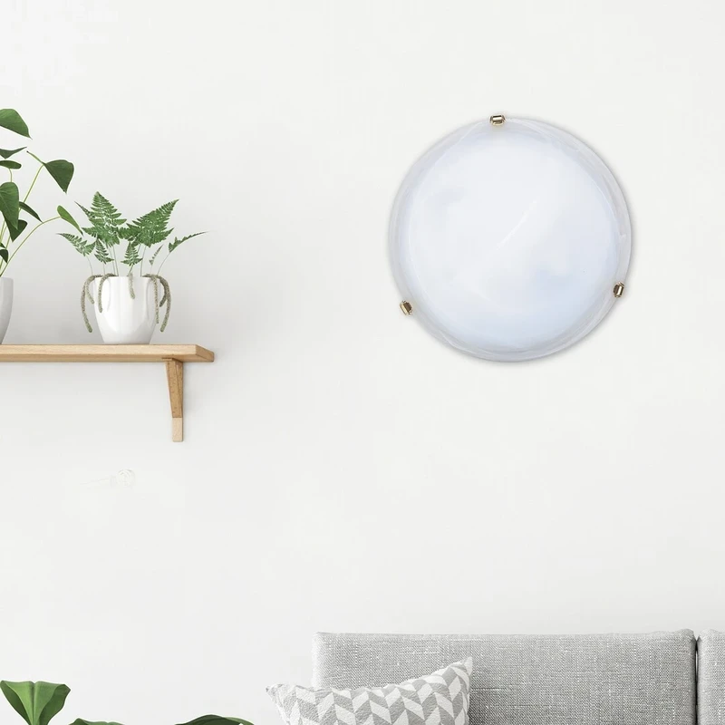 Alabastro – classic ceiling light from white alabaster glass, Ø400mm, 2×E27