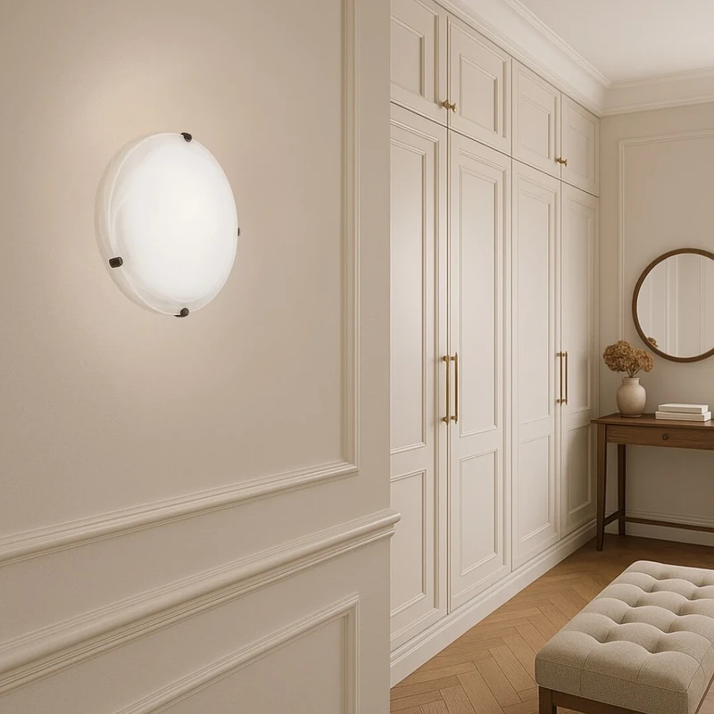 Alabastro – classic ceiling light from white alabaster glass, Ø400mm, 2×E27