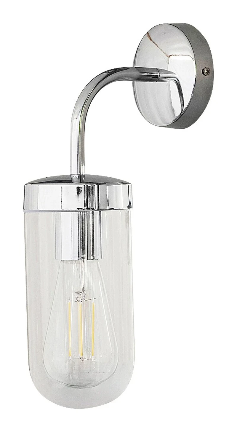 Bathroom Lighting Yago – modern lamp for bathroom in chrome with clear glass, 97×325mm, 1×E27, IP44