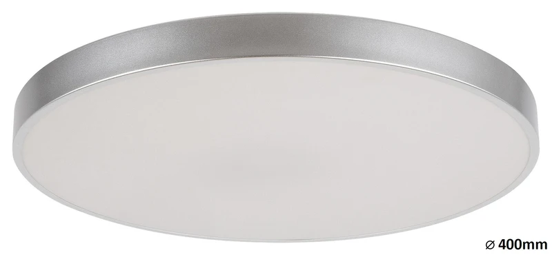 Tesia – LED плафон в сребристо с бял абажур, Ø400мм, 36W, 4000K