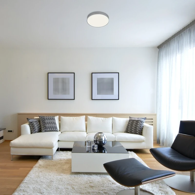 Tesia – LED плафон в сребристо с бял абажур, Ø400мм, 36W, 4000K
