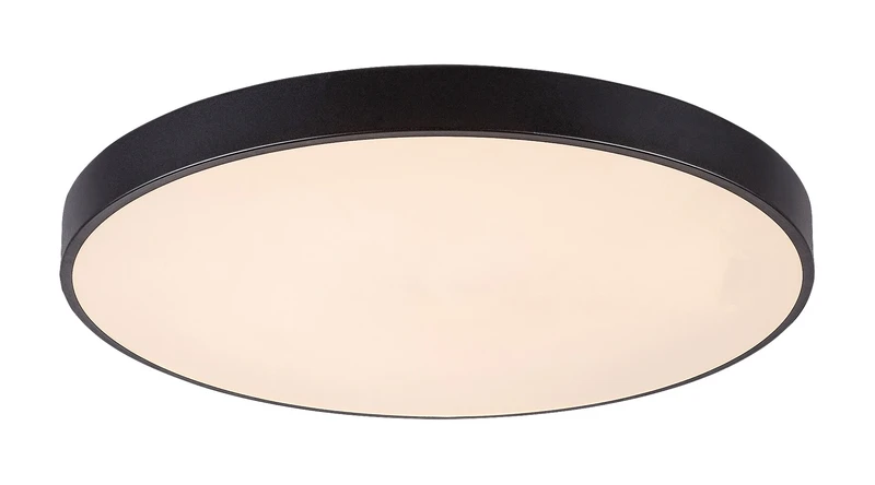 Tesia – LED плафон в черен мат с бял абажур, Ø600мм, 60W, 3000-6000K