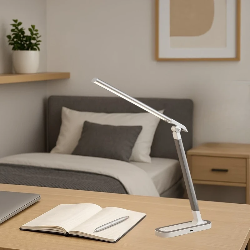 Misha – LED table lamp in white, 400mm, 7W, 4000K, dimmable with touch push button