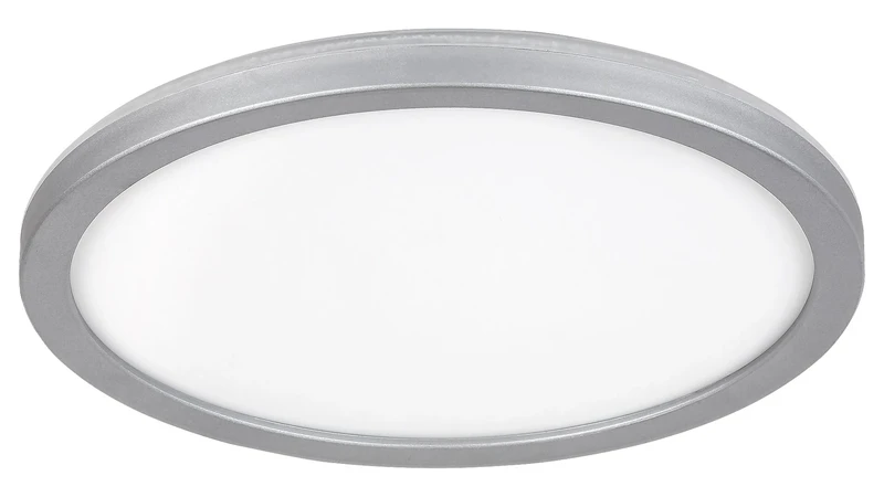 LED плафони Lambert – LED плафониера в сребристо с бял абажур, Ø280мм, 15W, 4000K, IP44