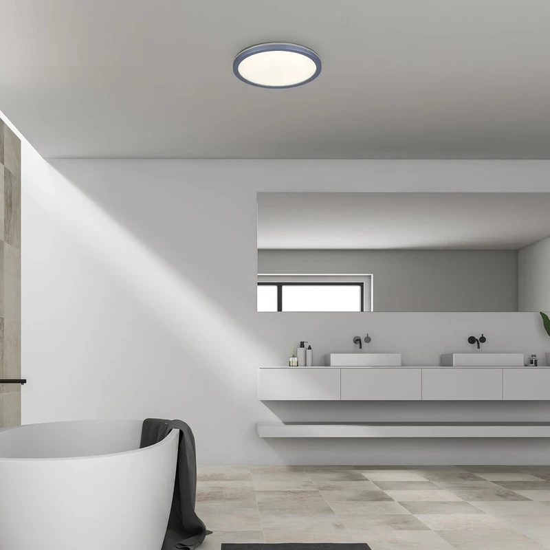 Lambert – LED плафониера в сребристо с бял абажур, Ø280мм, 15W, 4000K, IP44