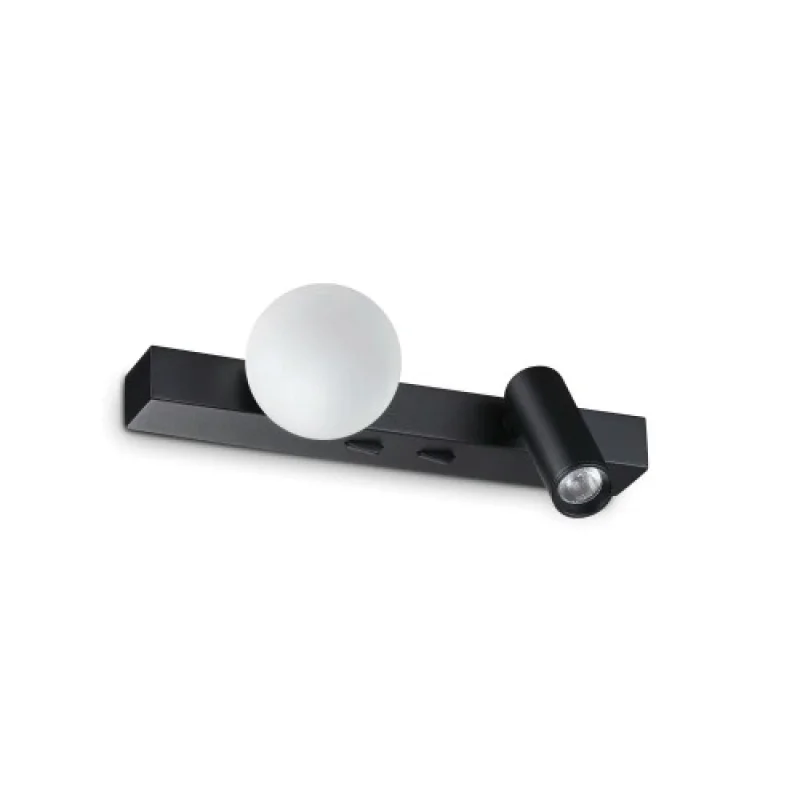 Wall Lights Ping PONG AP BLACK 336664 – Ideal Lux LED wall light in black, 6W, 3000K, IP:20