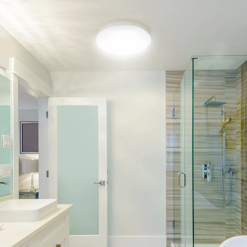 Lucas – LED плафон за баня в бяло, Ø260мм, 12W, 4000K, IP44