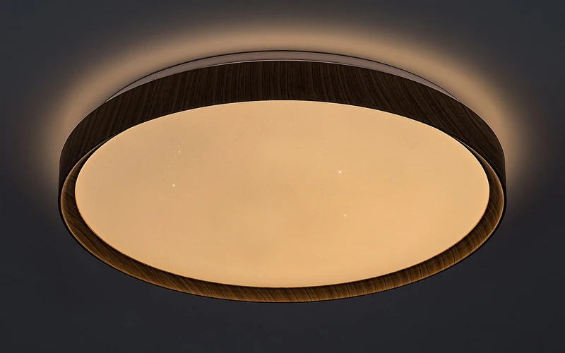 Sherwood – LED плафон в бук/бяло, Ø490мм, 50W, 3000-6500K, дистанционно