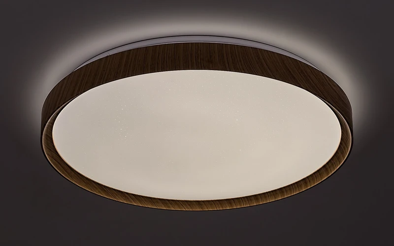 Sherwood – LED плафон в бук/бяло, Ø490мм, 50W, 3000-6500K, дистанционно