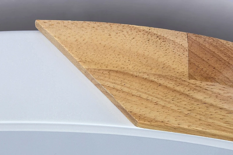 Maple – LED ceiling light in white matt with wood, Ø415mm, 24W, 3000K